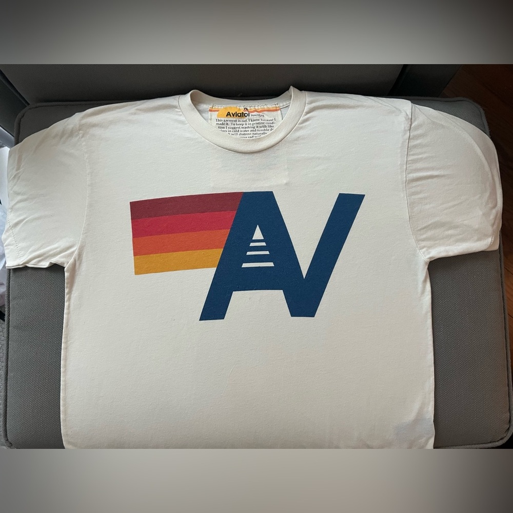Aviator Nation Kids White Tee with Rainbow Graphic